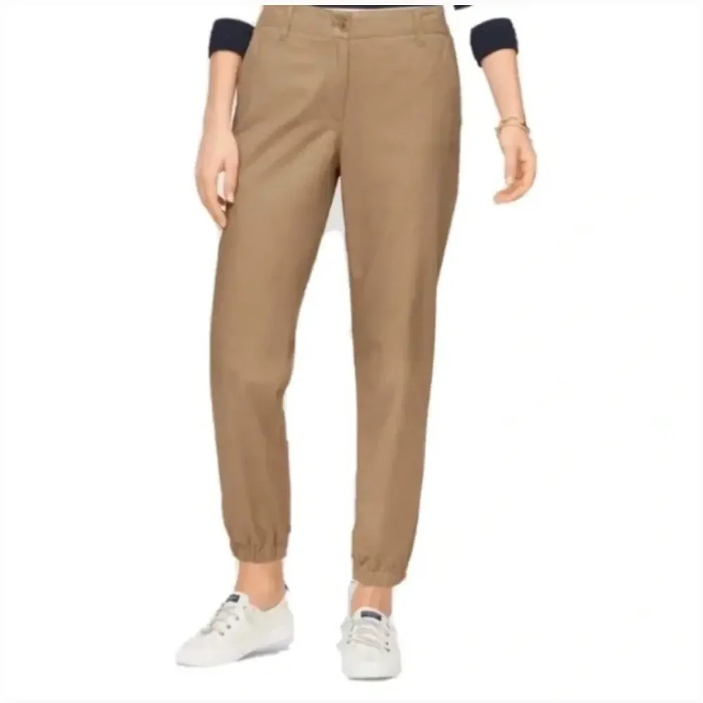 Talbots Khaki Jogger Womens Comfort Pants Large - Picture 1 of 5